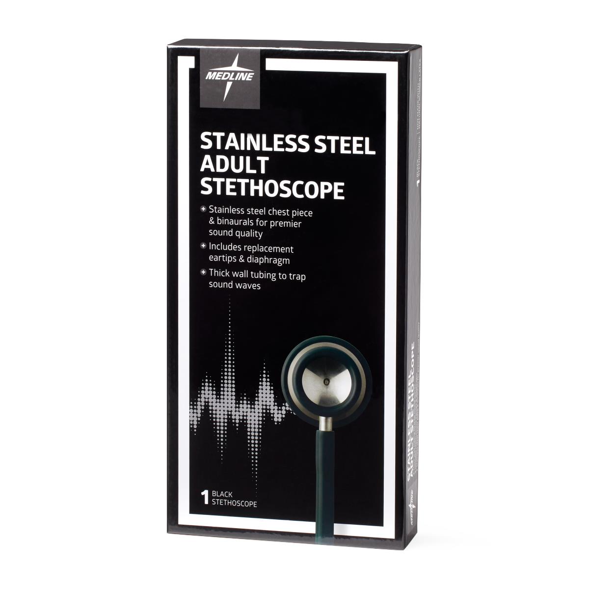 Stethoscope Elite Dual Head Stainless Steel 22" Length Black Each