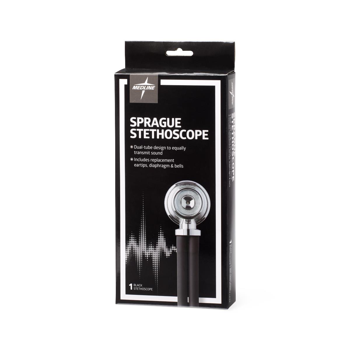 Stethoscope Sprague Rappaport Kit Dual-tube Eartip Large & Small Diaphragm And Adult Pediatric Infant Bell Black Each