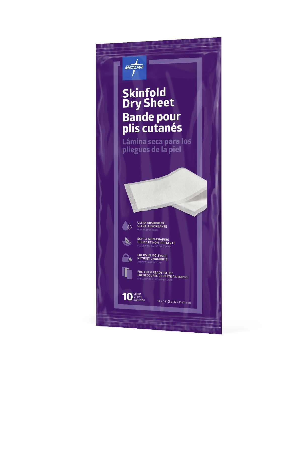 Ultrasorbs Skinfold Moisture Management Absorbent Dry Sheet 6" X 14" 10 Per Pack Case/250 Each