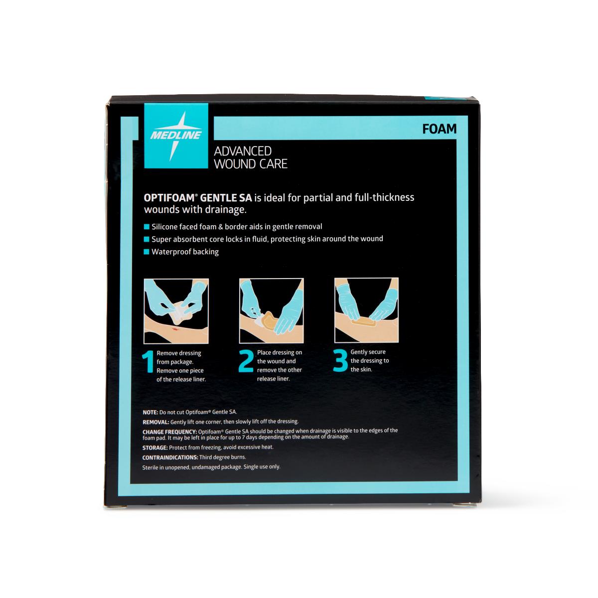 Optifoam Gentle Foam Dressing With Silicone Adhesive Face And Border & Super Absorbent Core 10cm X 10cm Box/10 Each