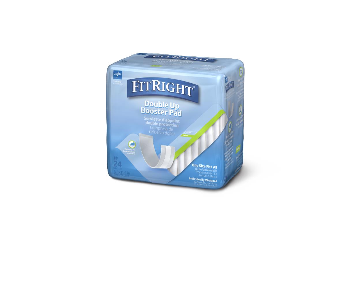 Double-up Ultra Absorbent Incontinence Booster Pad Thin 3.5" X 11.5" Case/192 Each