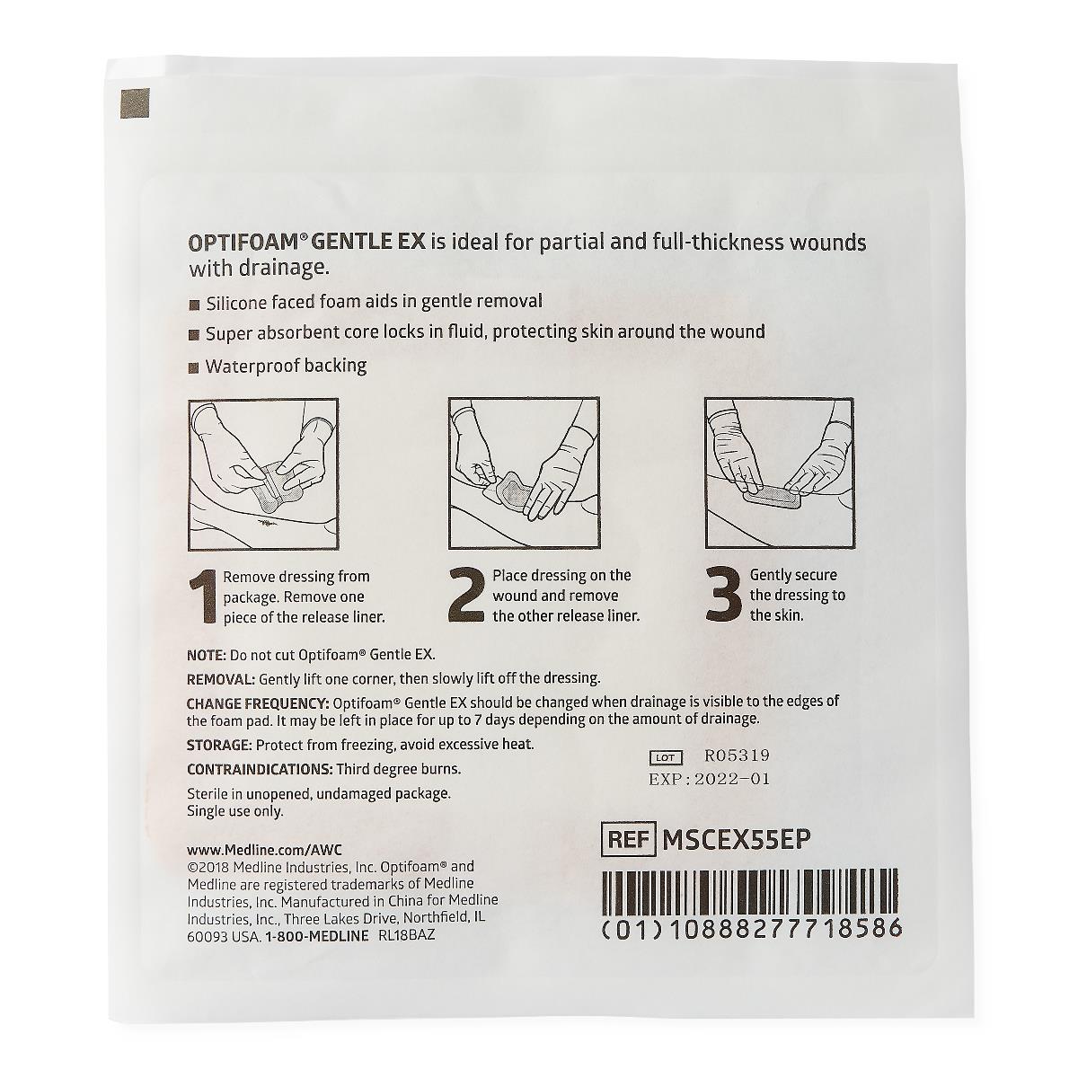 Optifoam Gentle EX Silicone-Faced Foam Wound Dressings