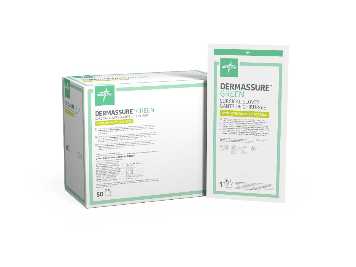 DermAssure Sterile Powder-free Polyisoprene Surgical Glove Green