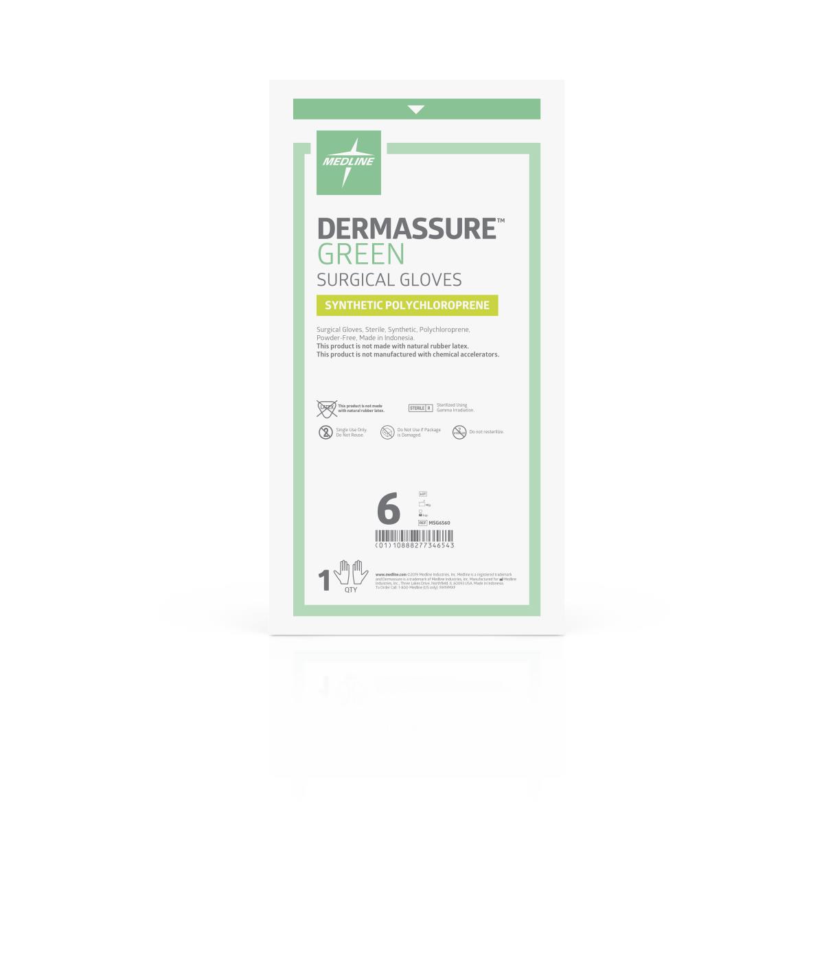 DermAssure Sterile Powder-free Polyisoprene Surgical Glove Green