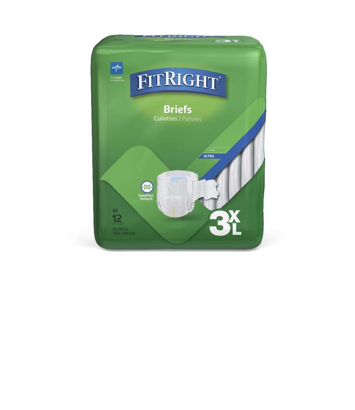 Fitright Bariatric Breif Heavy Absorbency 3xl For 65â€-84†Waist. Case/48 Each