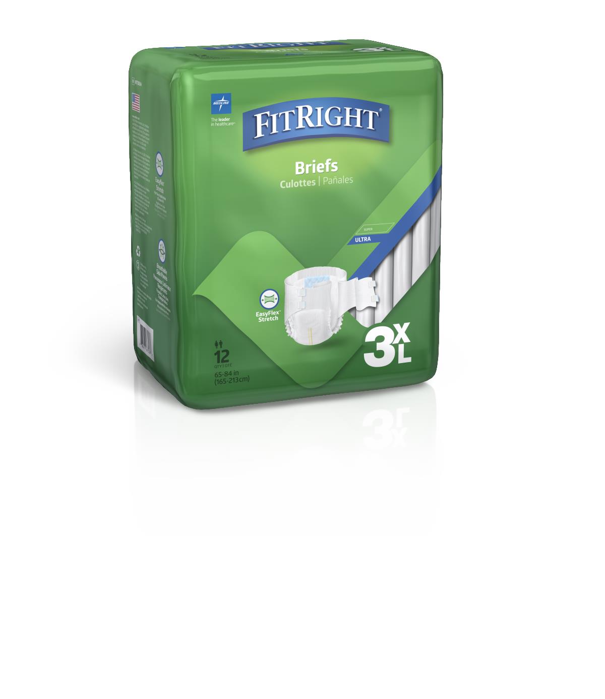 Fitright Bariatric Breif Heavy Absorbency 3xl For 65â€-84†Waist. Case/48 Each