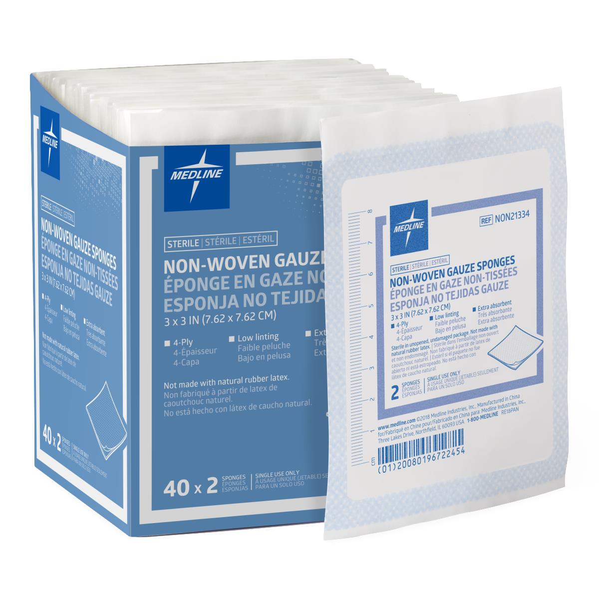 Medline Sterile Non-woven Gauze Sponge, 2-Pack
