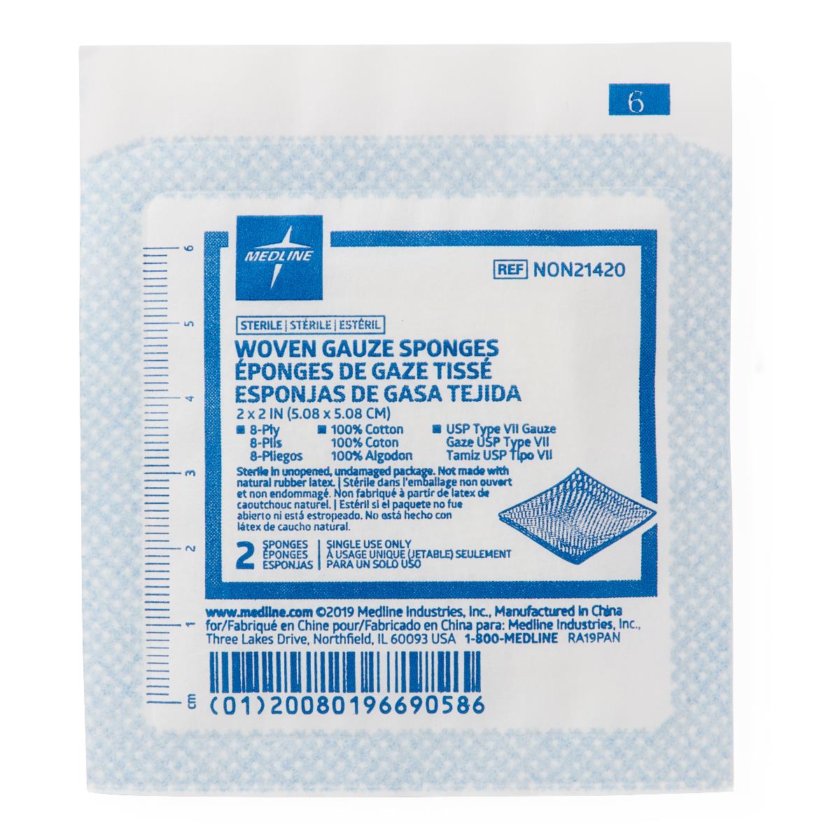 Medline Sterile 100% Cotton Woven Gauze Sponge