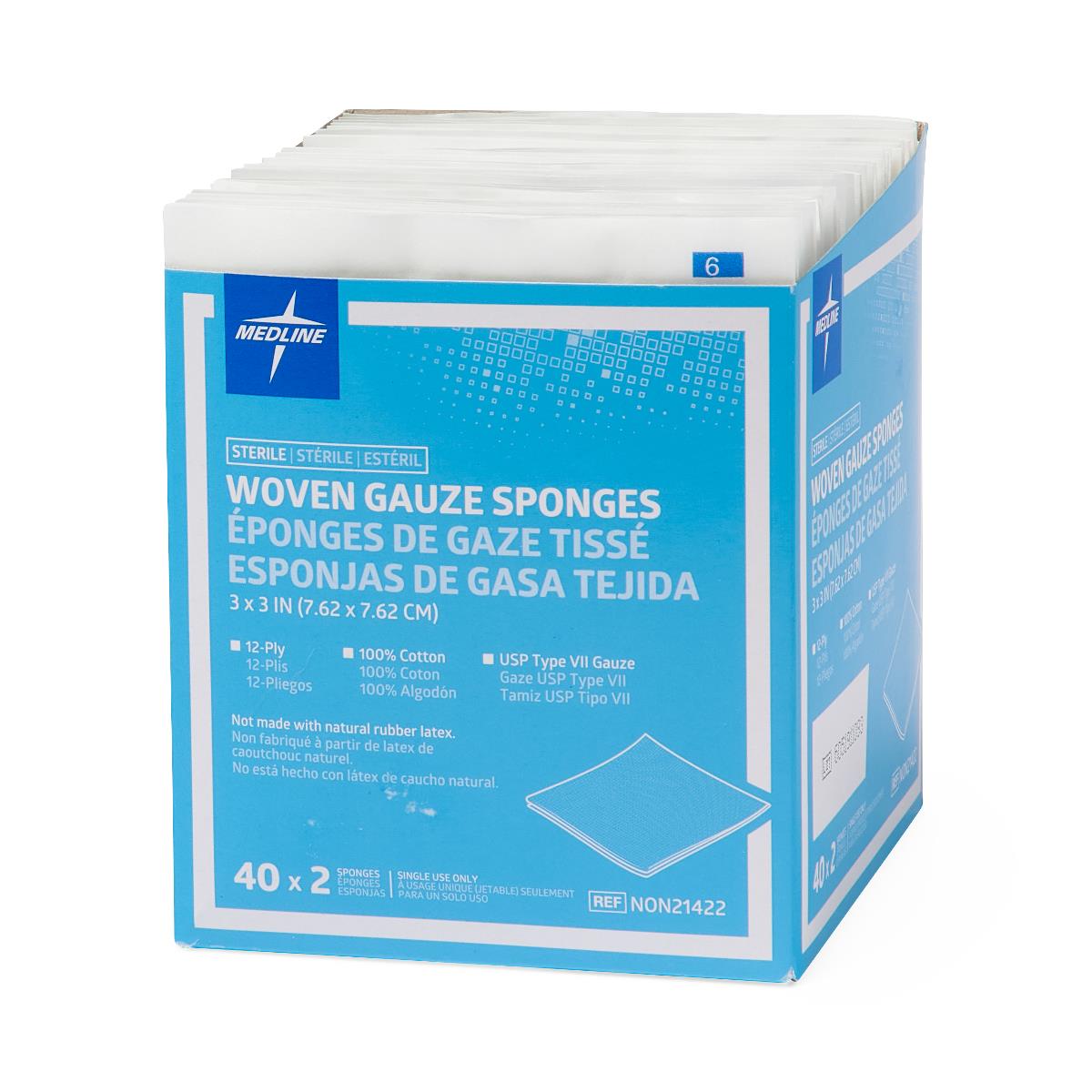 Medline Sterile 100% Cotton Woven Gauze Sponge