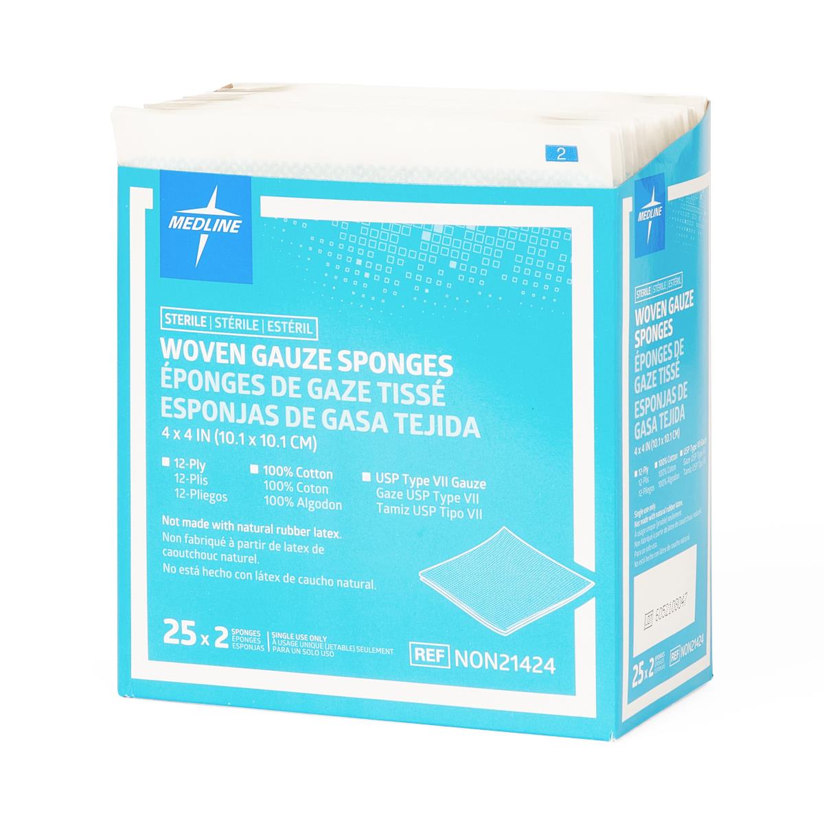 Medline Sterile 100% Cotton Woven Gauze Sponge