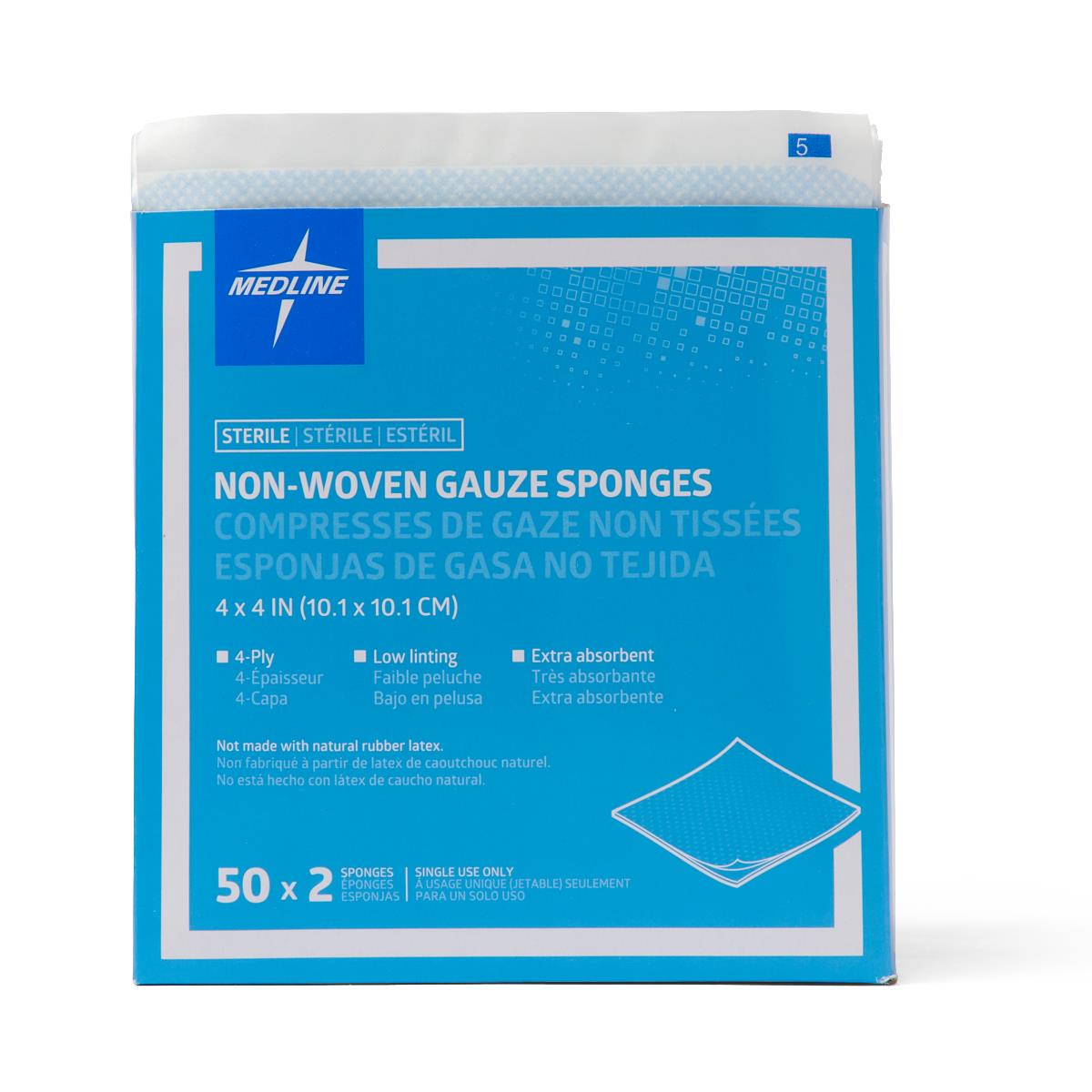 Medline Sterile Non-woven Gauze Sponge, 2-Pack