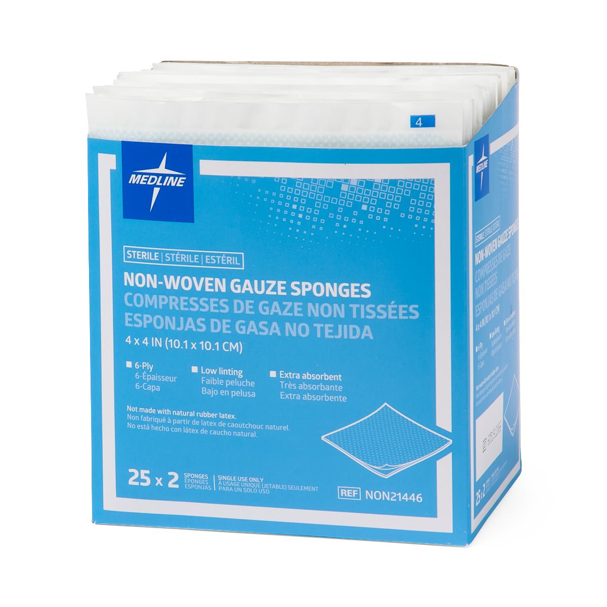 Medline Sterile Non-woven Gauze Sponge, 2-Pack