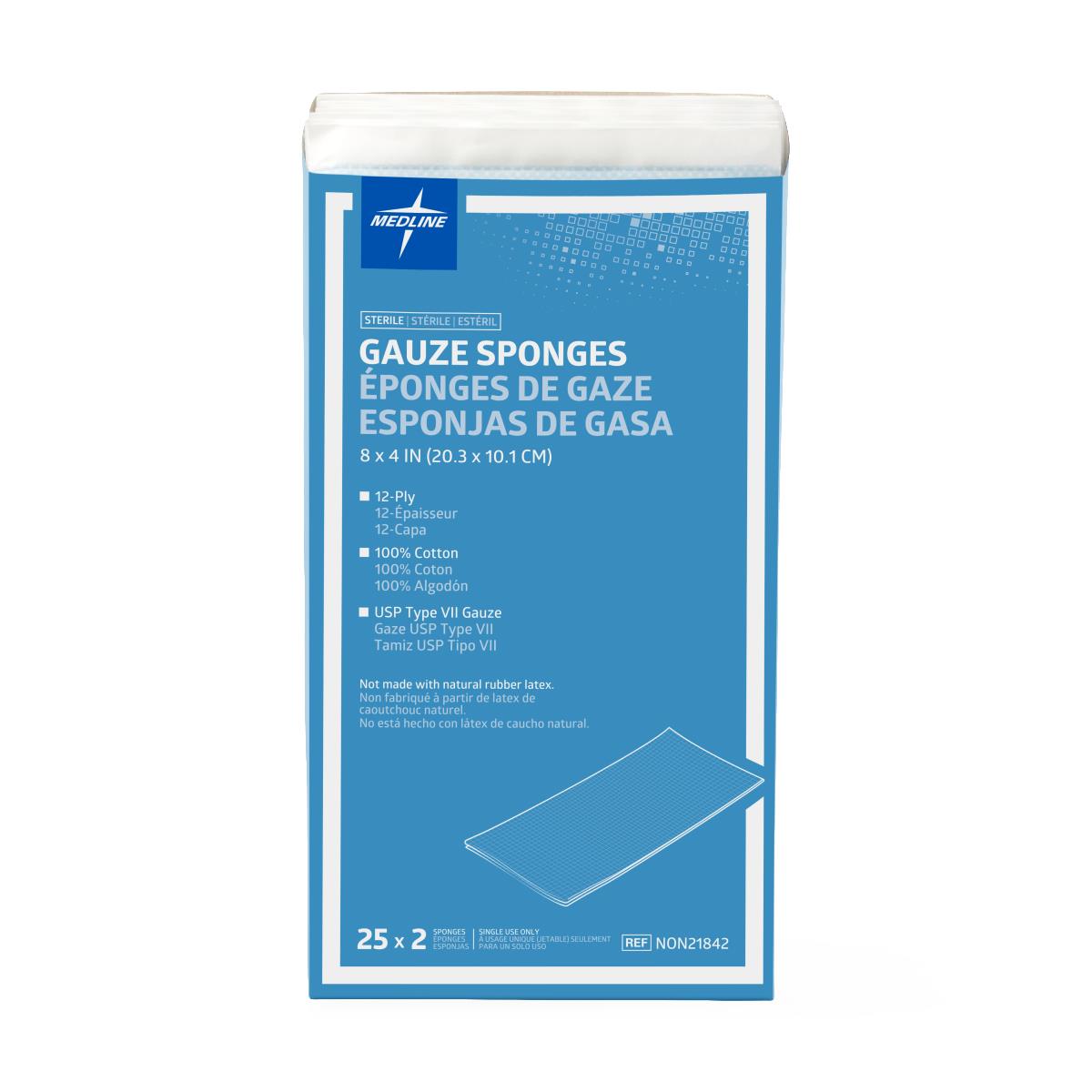 Medline Sterile 100% Cotton Woven Gauze Sponge