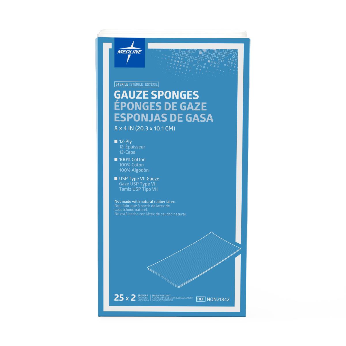 Medline Sterile 100% Cotton Woven Gauze Sponge