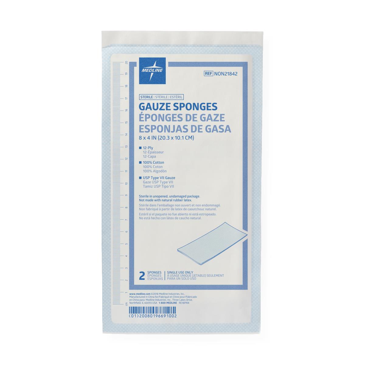 Medline Sterile 100% Cotton Woven Gauze Sponge
