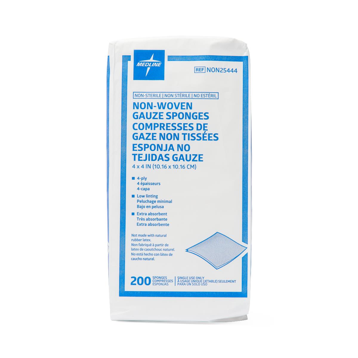 Medline Standard Nonsterile Nonwoven Gauze Sponges 4-Ply