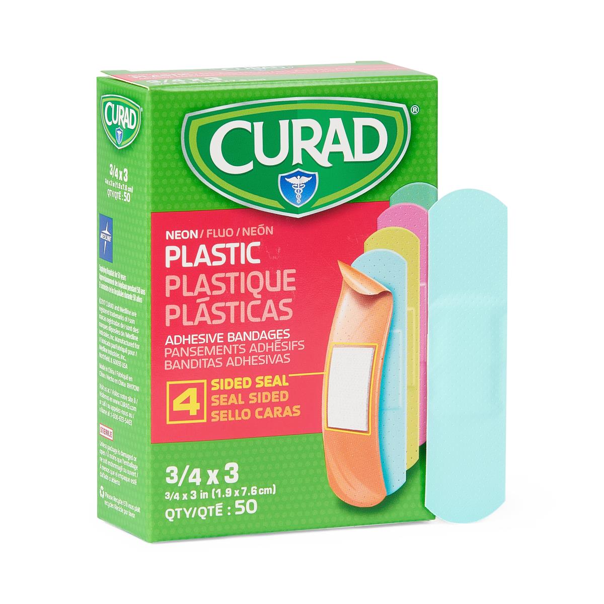 Curad Neon Colour Bandage 3/4" X 3" Assorted Colours Box/50 Each