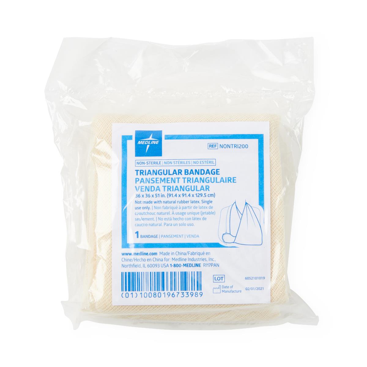 Medline Nonsterile Triangular Bandage With Safety Pins 36" x 36" x 51"