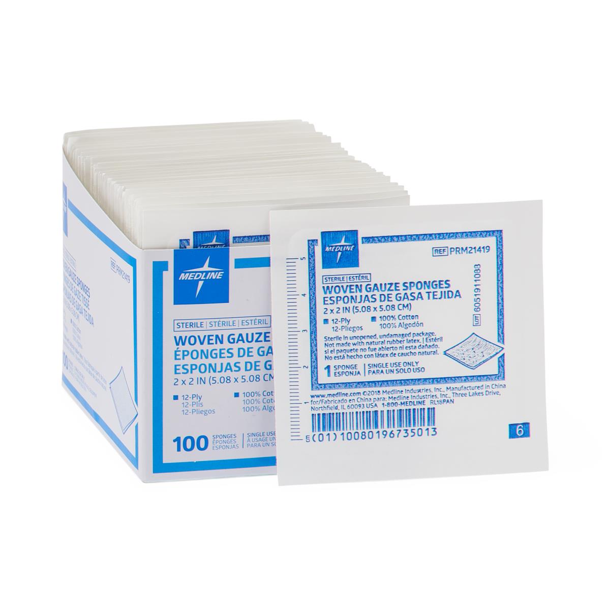 Medline Economical Sterile Woven Gauze Sponge 12-Ply