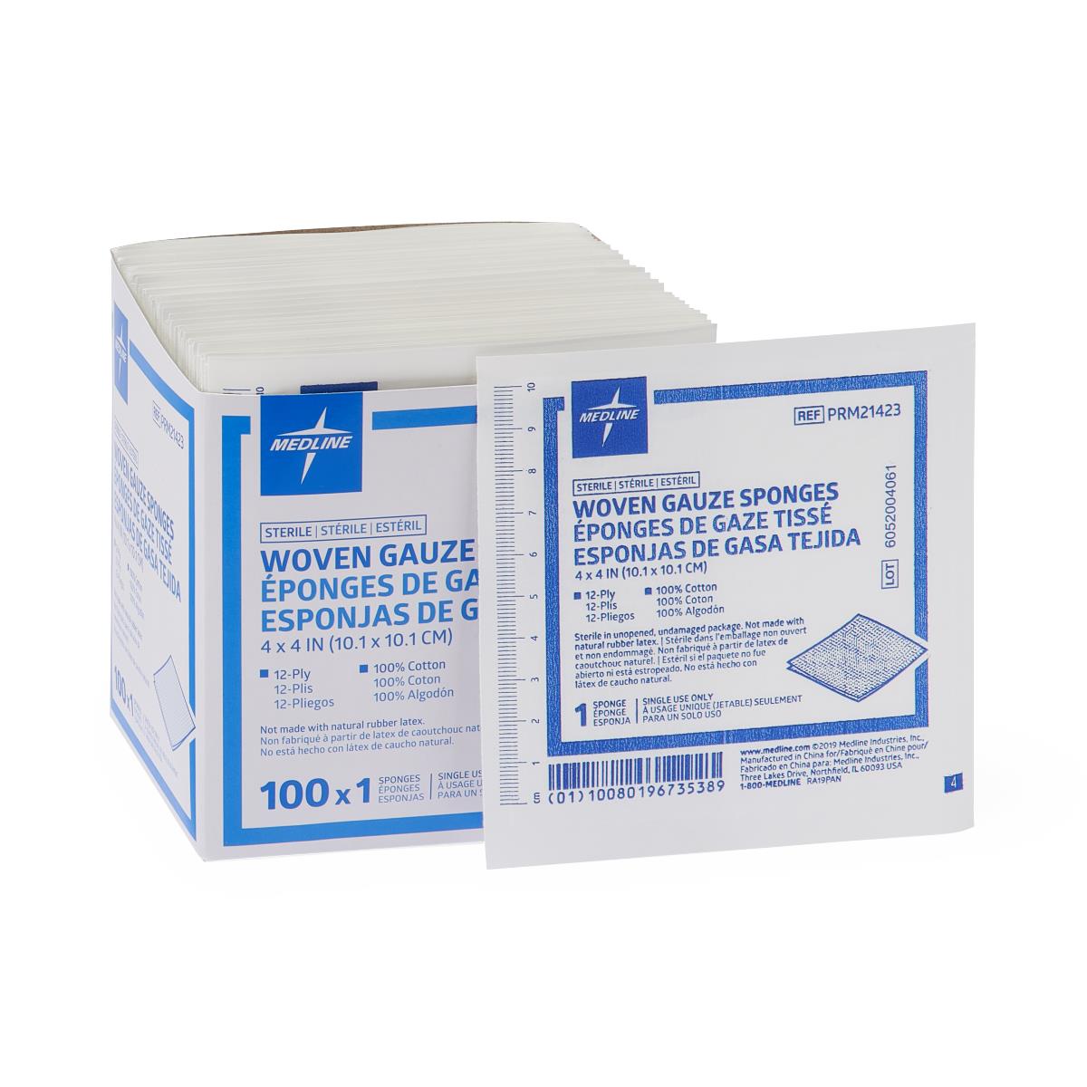 Medline Economical Sterile Woven Gauze Sponge 12-Ply