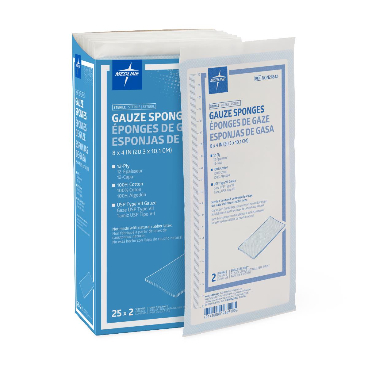 Medline Sterile 100% Cotton Woven Gauze Sponge