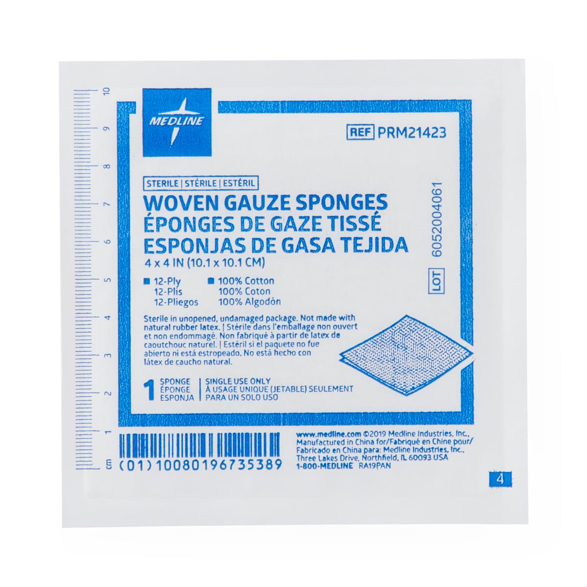 Medline Economical Sterile Woven Gauze Sponge 12-Ply