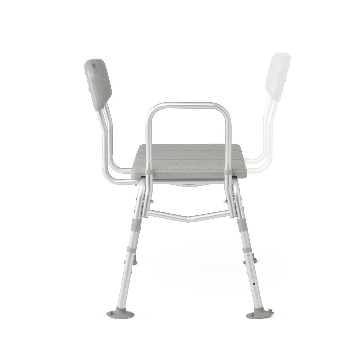 Guardian Aluminum Bath Transfer Bench With Back, Grey Plastic Seat & Back, Plain Box Knockdown, 400lb Capacity Each