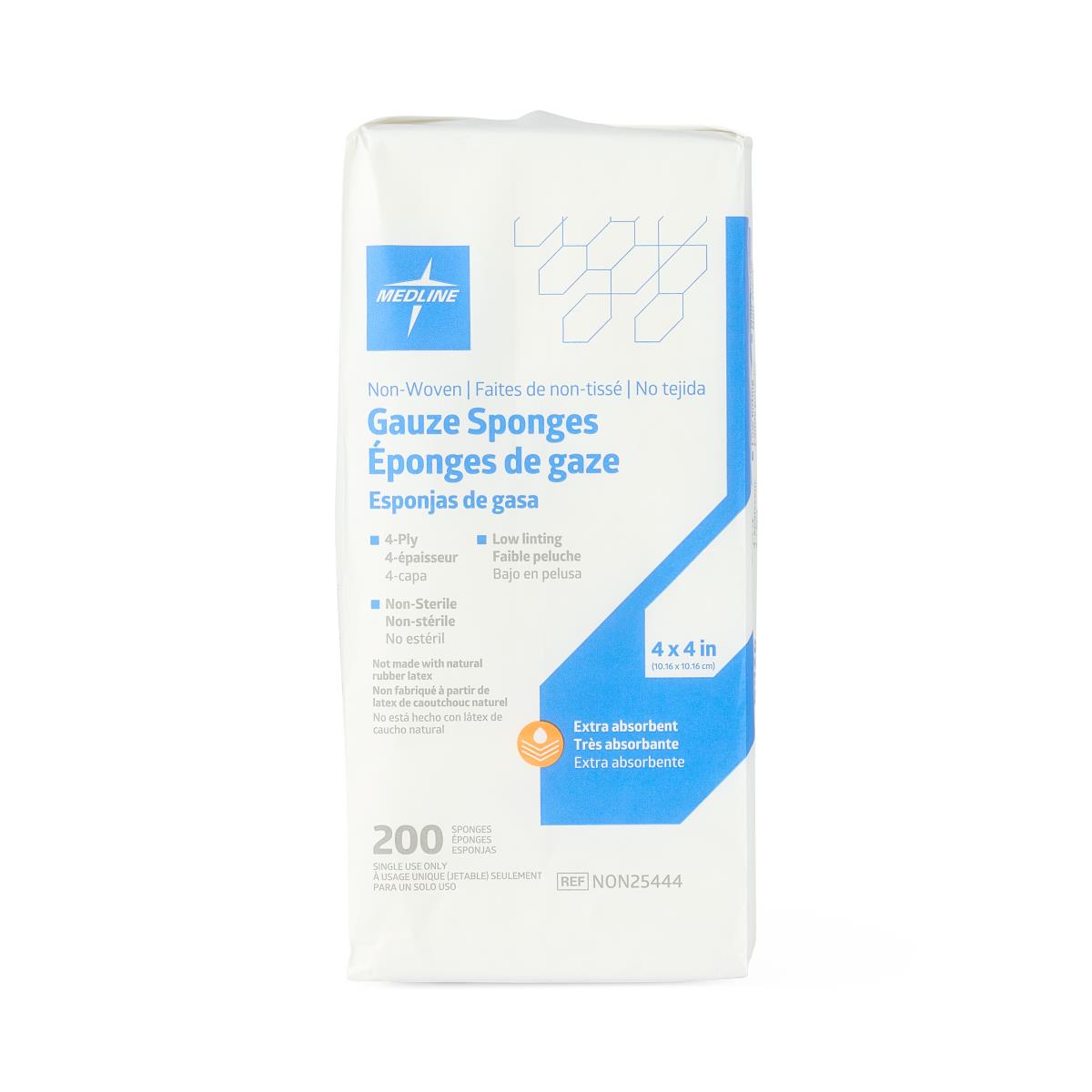 Medline Standard Nonsterile Nonwoven Gauze Sponges 4-Ply