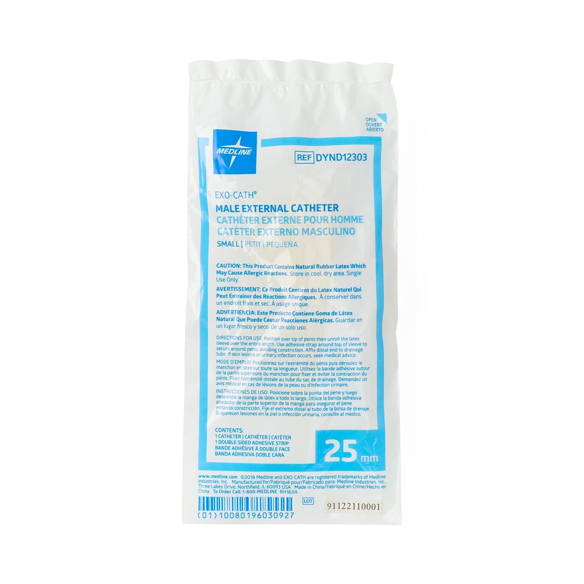 Exo-Cath Latex Male External Catheters With Foam Adhesive Strap