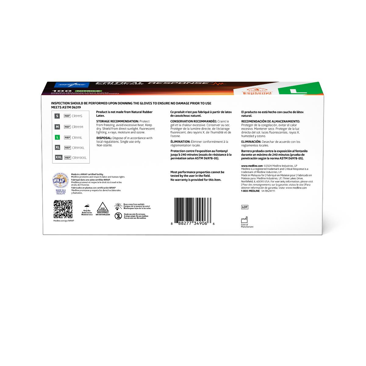 Critical Response Powder-Free Nitrile Exam Gloves Orange