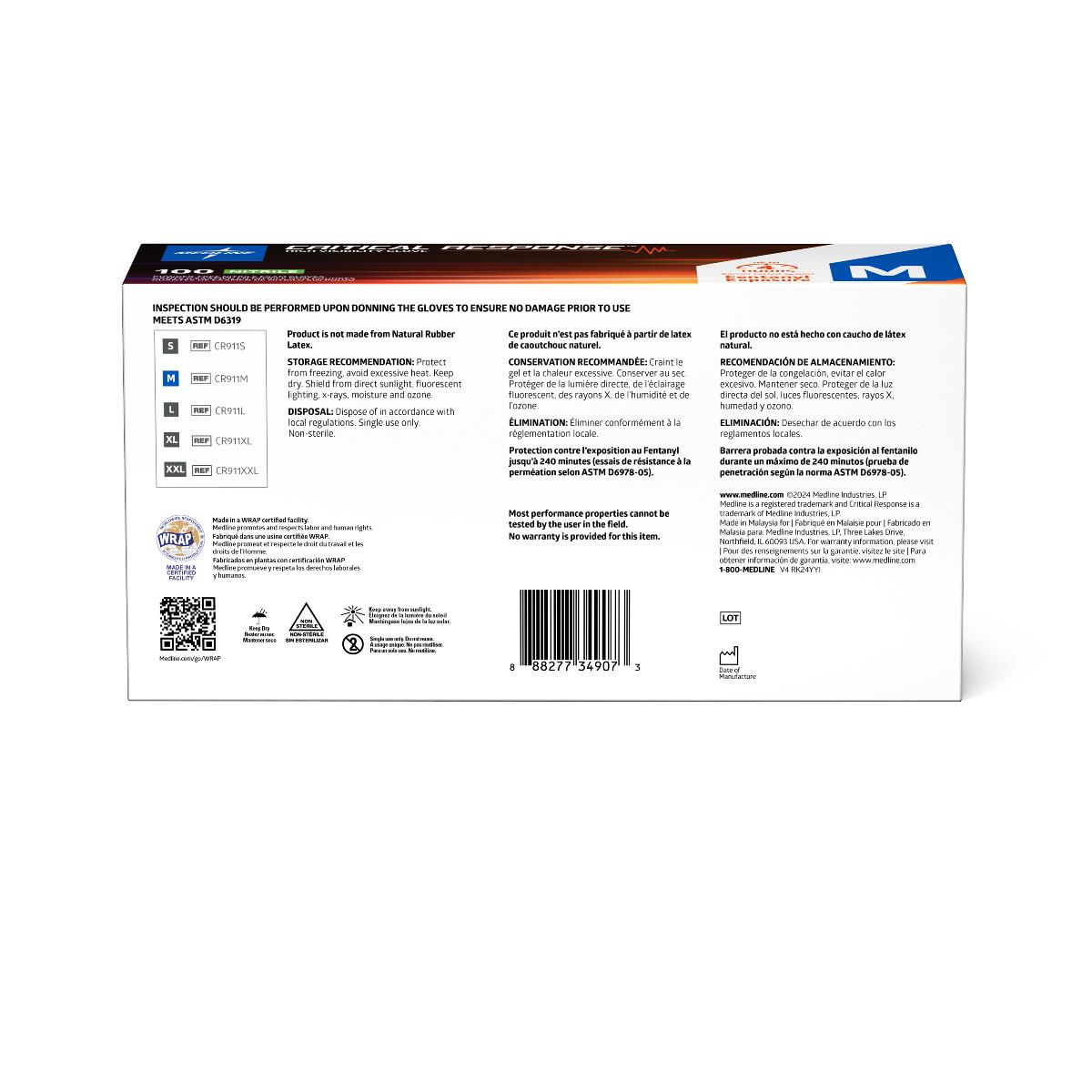 Critical Response Powder-free Nitrile Exam Gloves Orange Medium