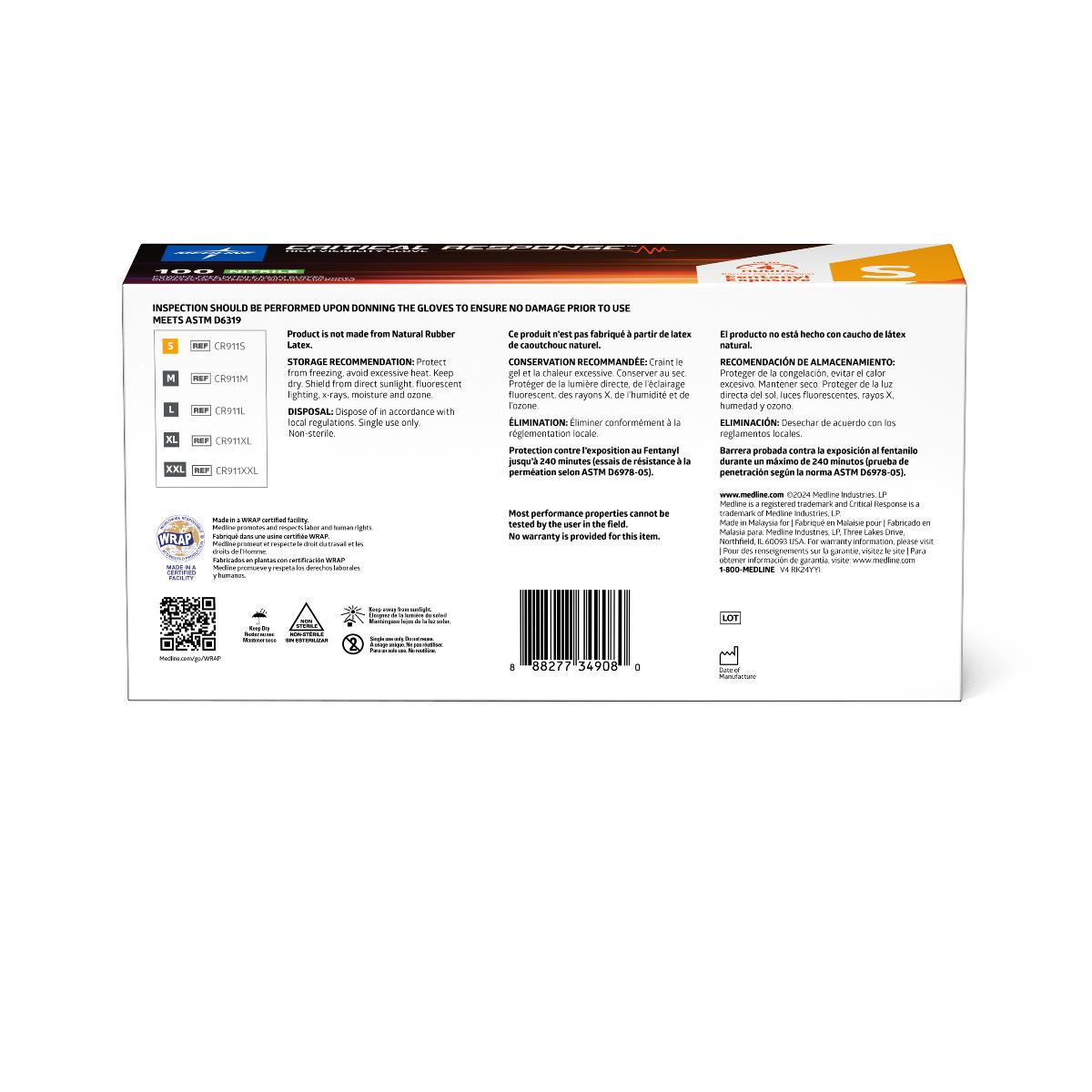 Critical Response Powder-Free Nitrile Exam Gloves Orange