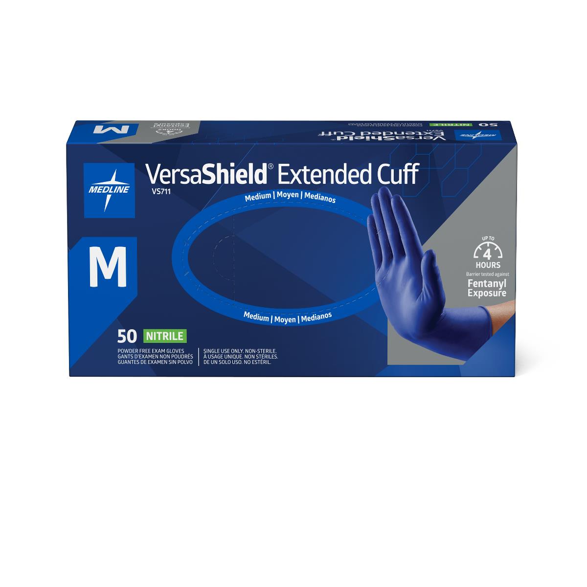 VersaShield Extended Cuff Powder-Free Nitrile Exam Gloves 12" (30.5 Cm) Blue