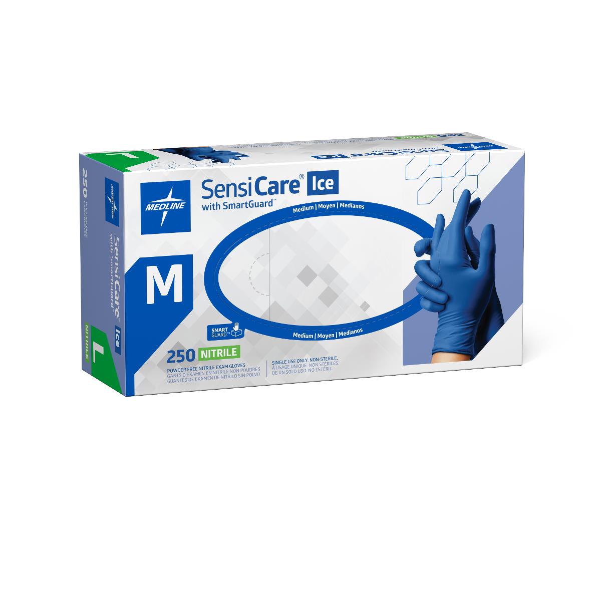Sensicare Ice Nitrile Exam Glove Powder-free Medium Boxes Of 250 Blue