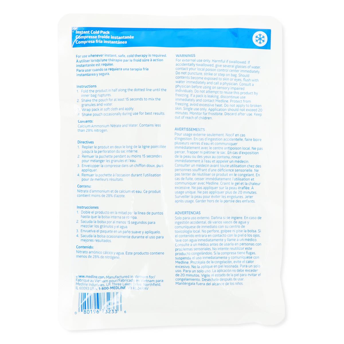 Medline Standard Instant Cold Packs 6" x 9"