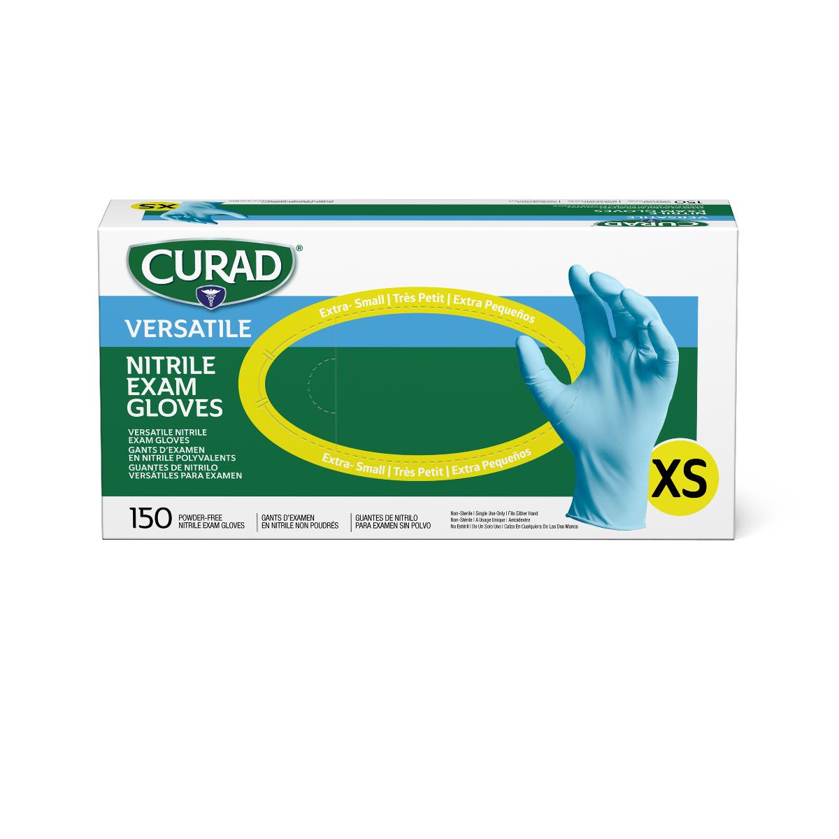 CURAD Powder-Free Textured Nitrile Exam Gloves Blue