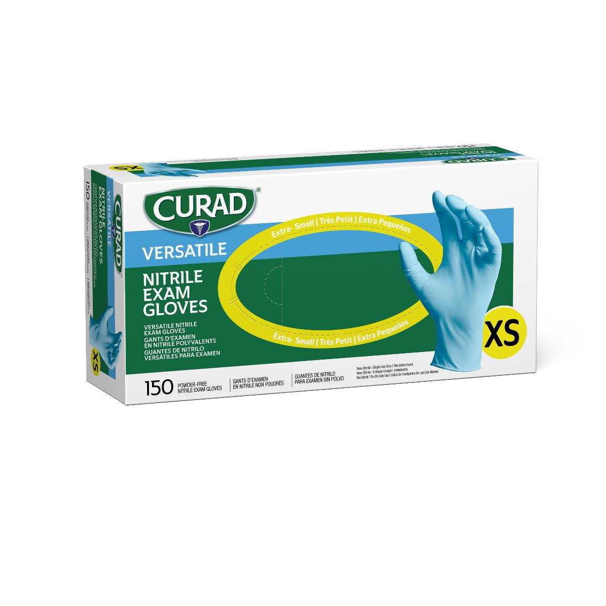 CURAD Powder-Free Textured Nitrile Exam Gloves Blue