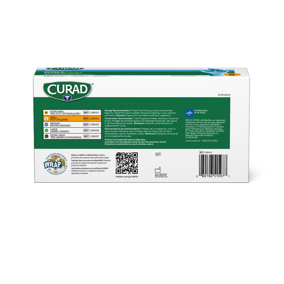 CURAD Powder-Free Textured Nitrile Exam Gloves Blue