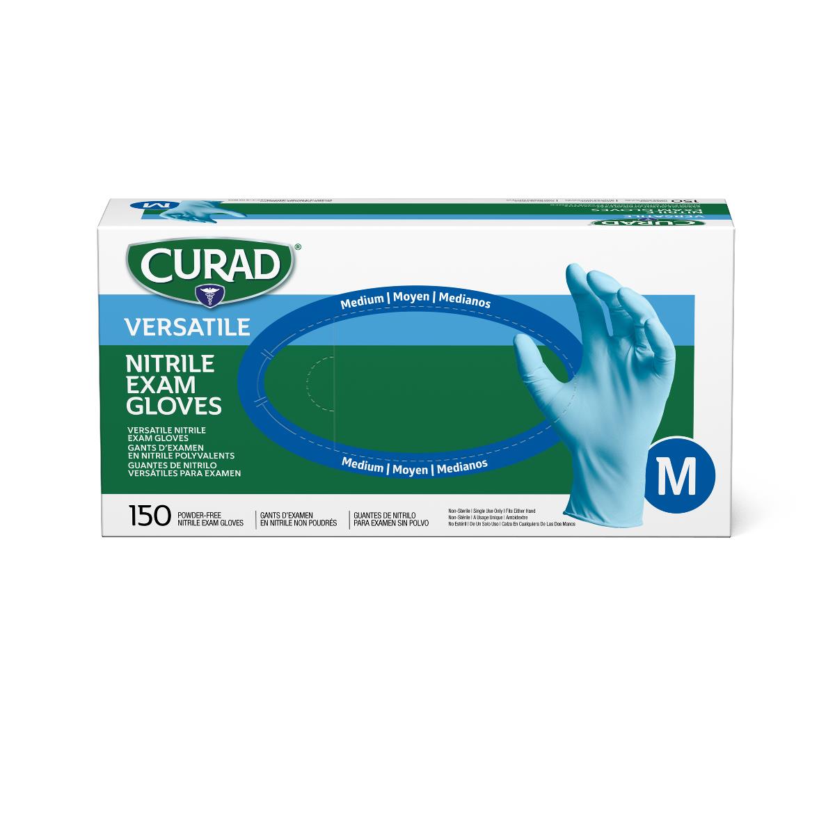 CURAD Powder-Free Textured Nitrile Exam Gloves Blue