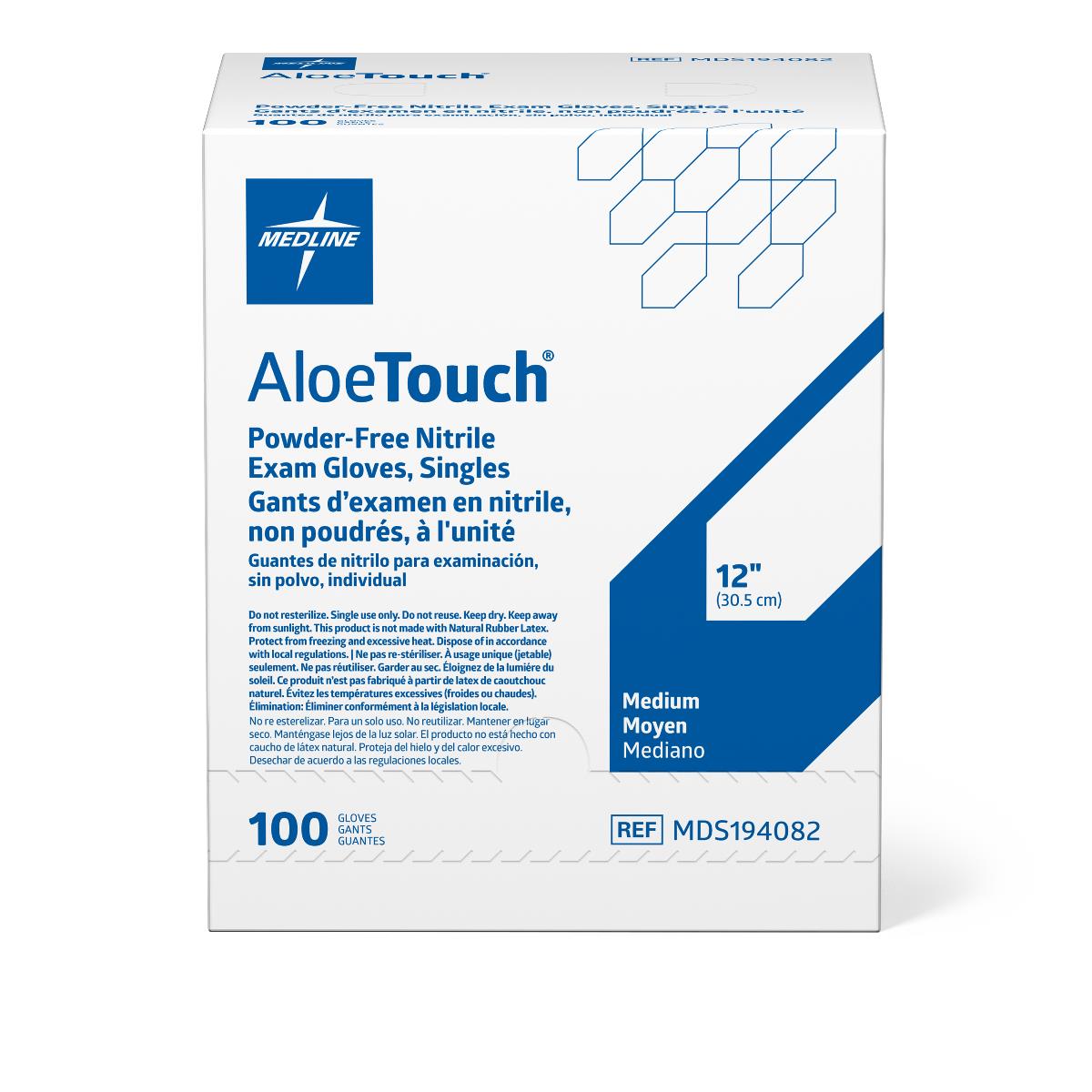 AloeTouch Sterile 12" Powder-Free Nitrile Exam Gloves Extended Cuff Green