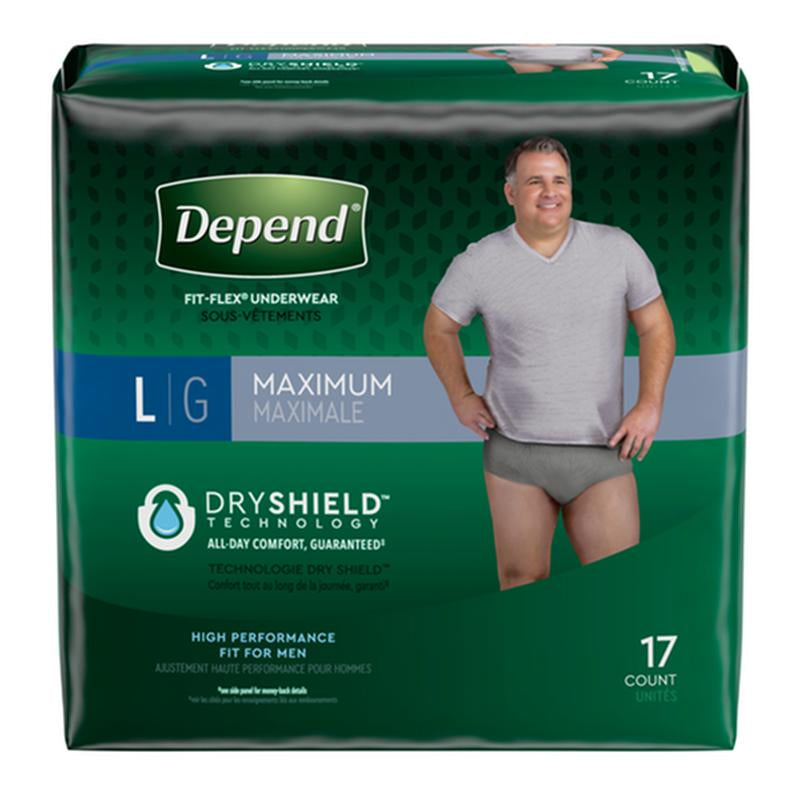 Pkg/17 Depend Fit-flex Maximum Underwear Large Male Convenience