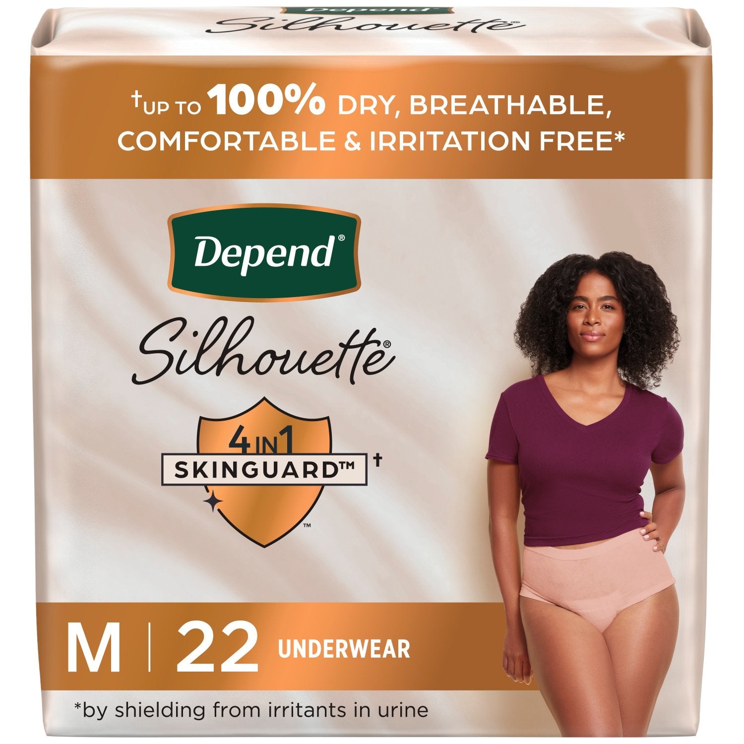 Pkg/22 Depend Silhouette Maximum Pink Underwear Medium Female Bulk