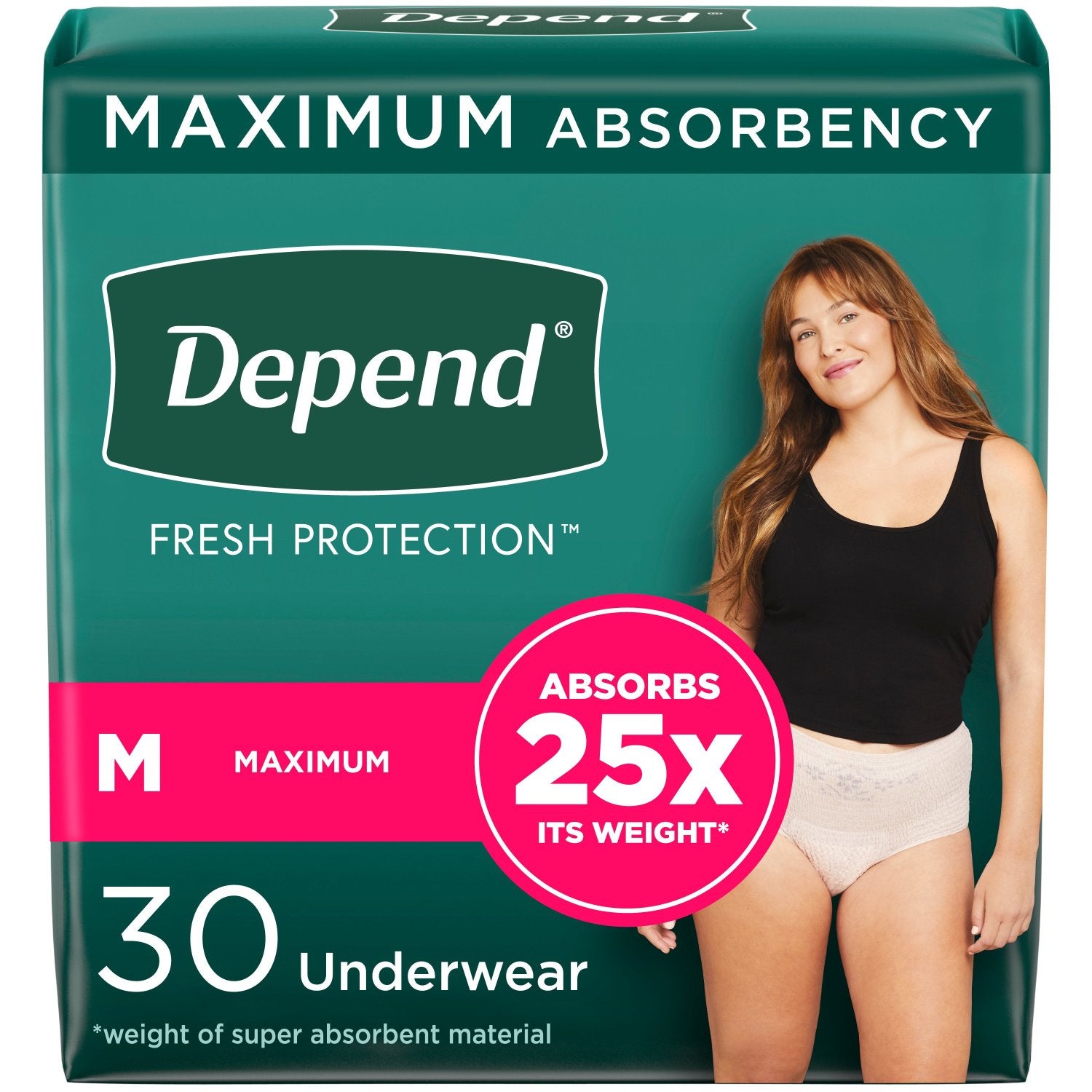 Pkg/30 Depend Fit-flex Maximum Underwear Medium Female Bulk