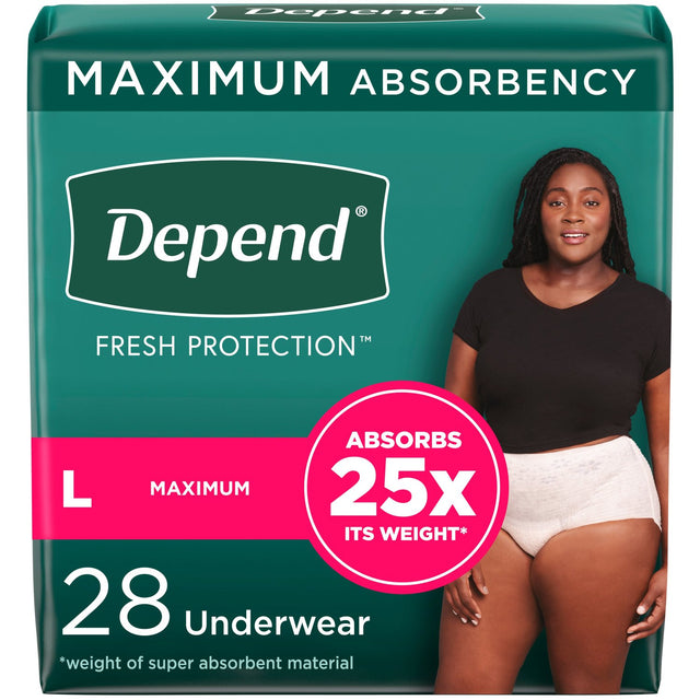 Depend Fit-flex Maximum Underwear Large Female Bulk - Package Of 28 - BeHope