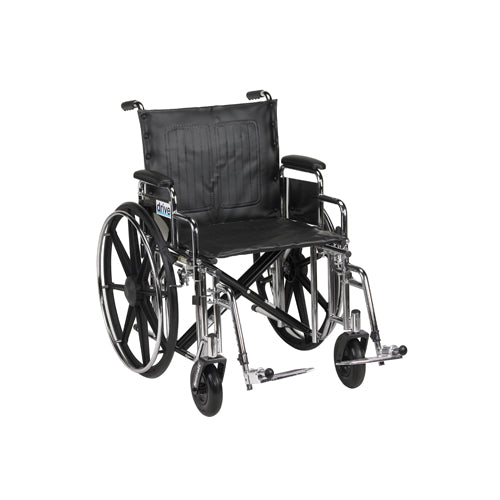 Sentra Extra Heavy Duty Wheelchair, Detachable Desk Arms, Swing Away Footrests, 20" Seat - BeHope