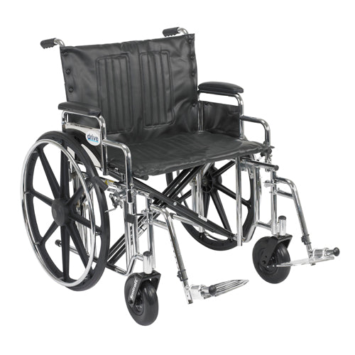 Sentra Extra Heavy Duty Wheelchair, Detachable Desk Arms, Swing Away Footrests, 24" Seat - BeHope