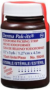 Gaze d'emballage iodoformée Pak-Its, 1/2 po x 5 Y