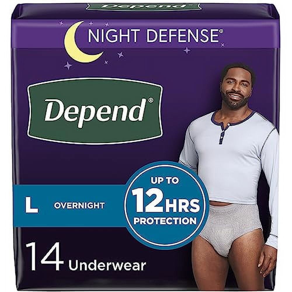 Depend Nightdefense Overnight Underwear Grey Large - Pack Of 14 - Behope