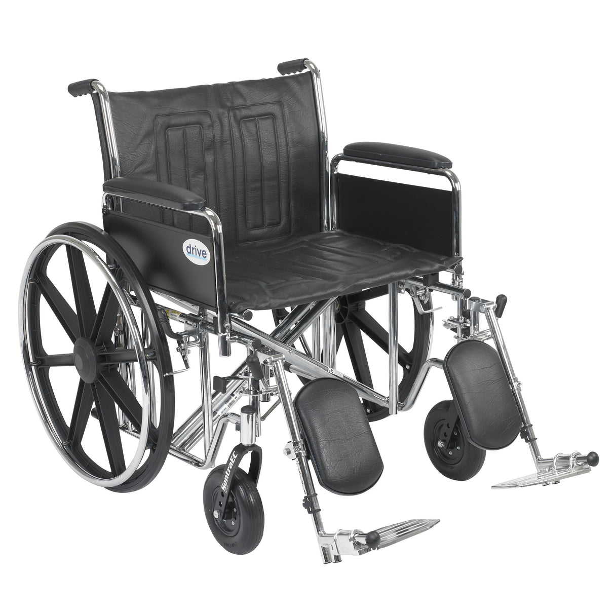 Sentra Ec Heavy Duty Wheelchair, Detachable Full Arms, Elevating Leg Rests, 24" Seat - BeHope