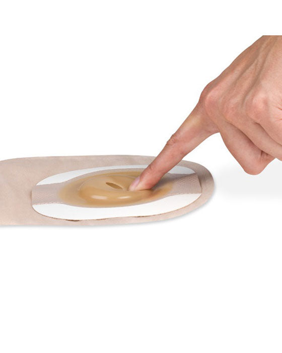 Pochette drainable monobloc Premier Flextendsoft avec barrière convexe, ouverture de stomie prédécoupée beige avec ouverture de visualisation 12" (30 cm) - Boîte de 5